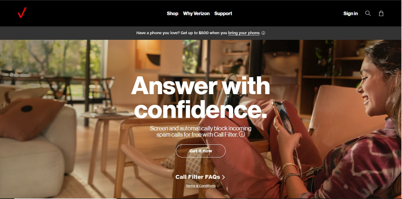 Verizon call filter to block spam texts and robotexts