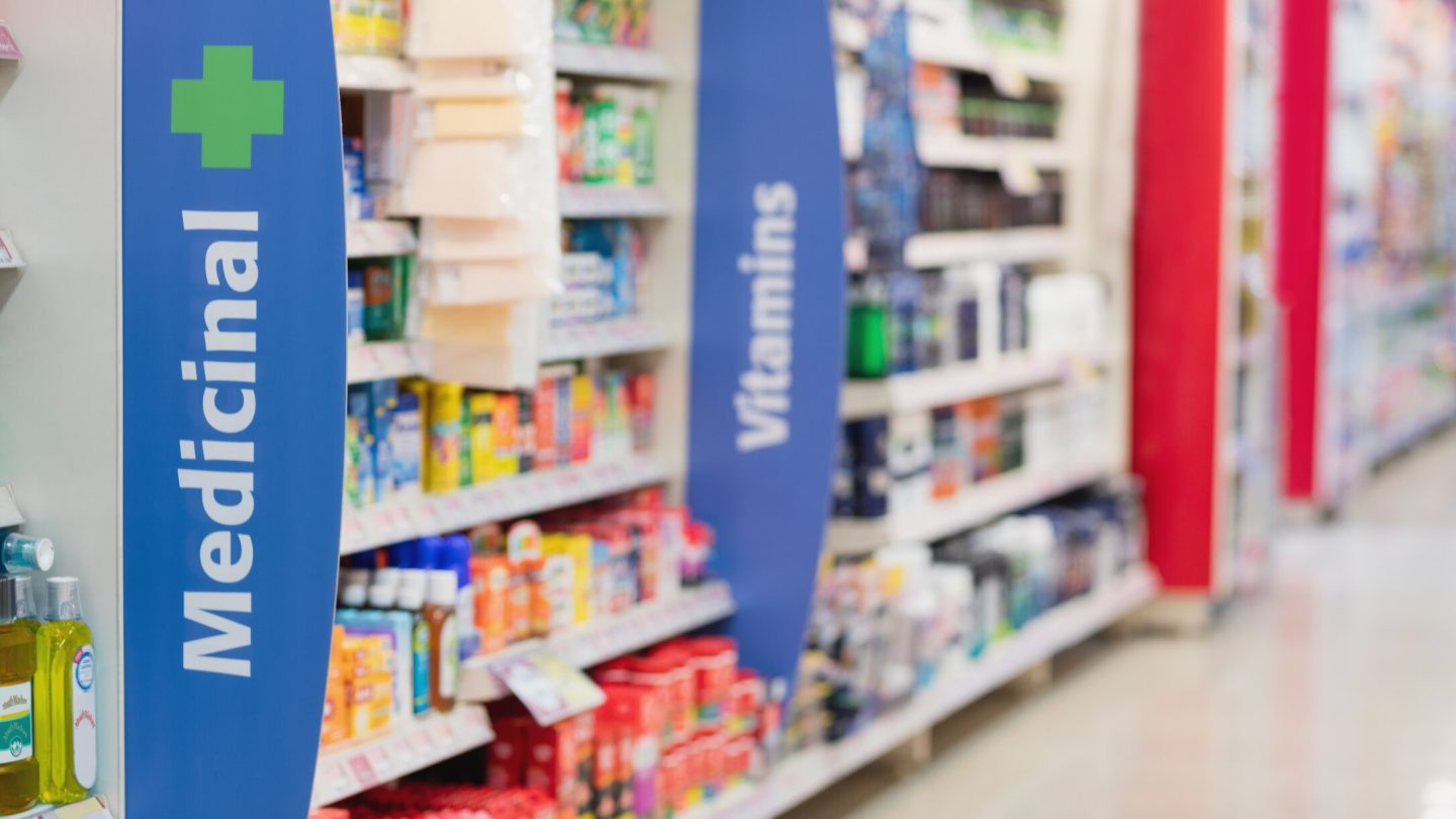 pharmacy shelves