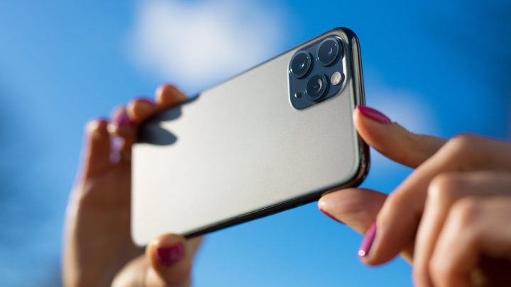 closeup of hands holding smartphone