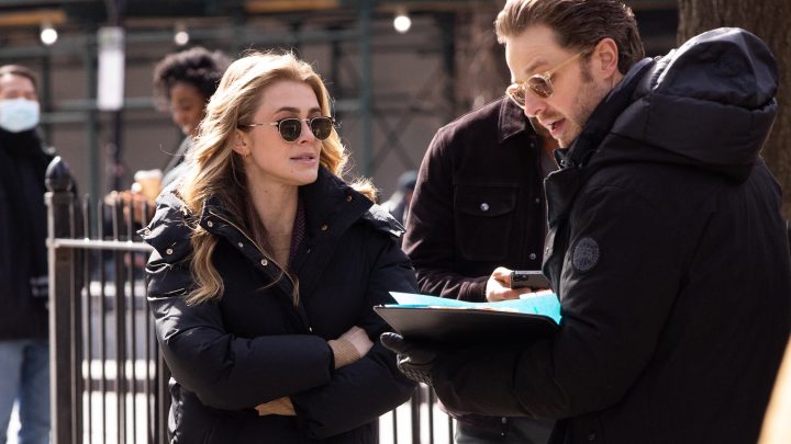 new netflix shows a woman and a man wearing dark clothes stand close together