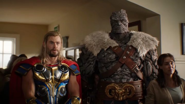 Love and Thunder Miek Thor (Chris Hemsworth) and Korg (Taika Waititi) in Thor: Love and Thunder trailer 2.